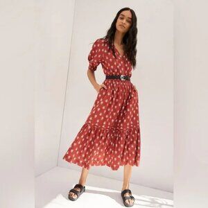 Anthropologie Red Midi Dress
